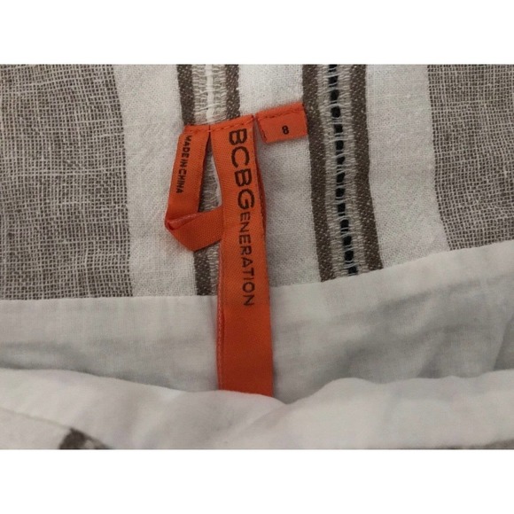BCBGMaxazria | Womens Size 8 Striped Pencil Skirt Linen Short Mini White Gray - Picture 6 of 7
